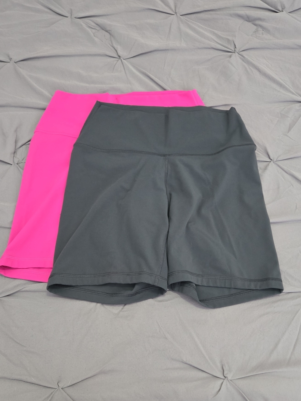 2- Pk Women’s High-Waist Active Bike Shorts — Charcoal and Hot Pink